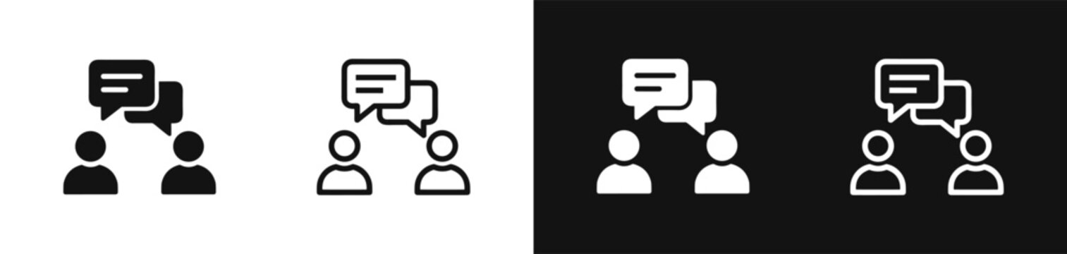 People talking with speech bubble conversation vector icon set