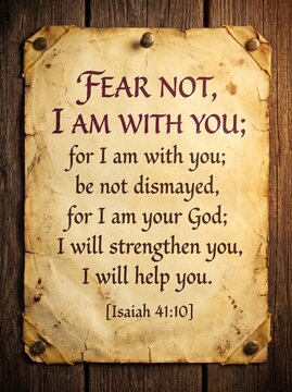 Vintage parchment bible verse sign fear not isaiah 41 10 wooden