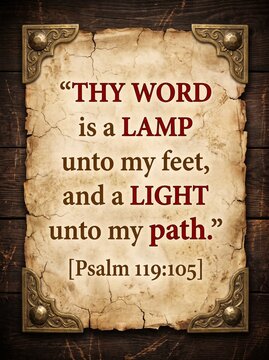 Vintage parchment style bible verse psalm 119 105 thy word lamp light