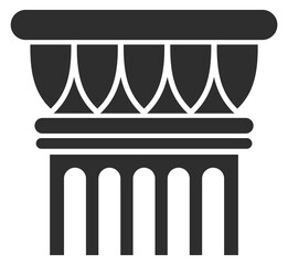 A black and white drawing of a building with arches and pillars © MicroOne