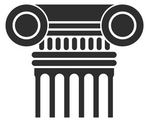 A black and white drawing of a column with a circle on top © MicroOne