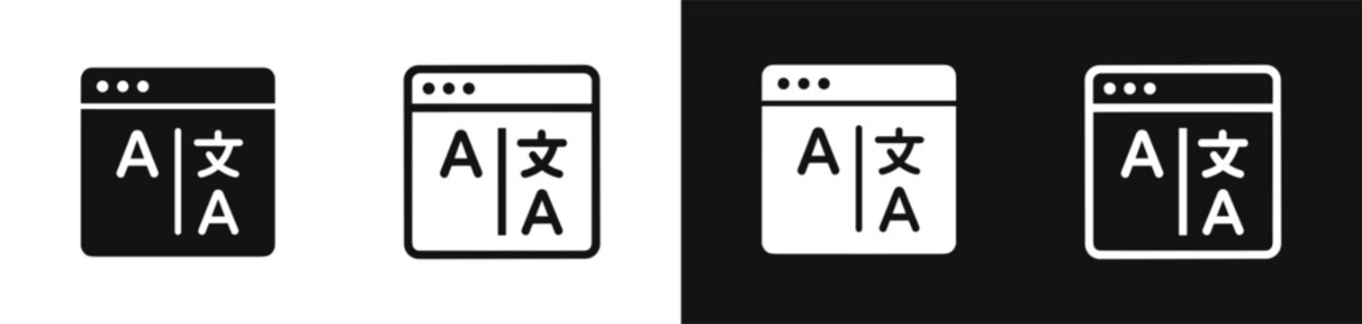 Online translation window vector icon illustration