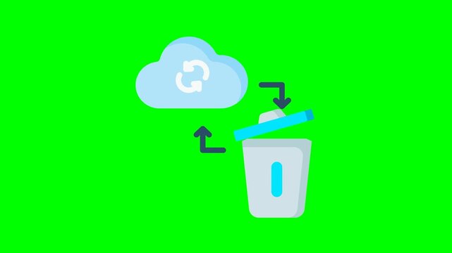 Premium 10-second seamless loop motion graphic depicting enterprise disaster recovery, automated cloud backup synchronization, server failover, and bidirectional data restore. Features rotating cloud