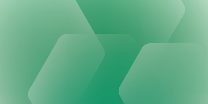 Abstract green geometric background with overlapping rounded hexagon shapes and gradient light effect eps10