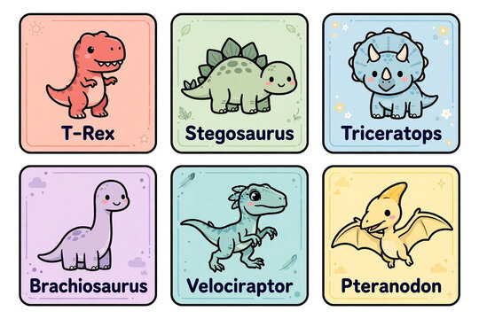 Dinosaur alphabet letters ABCD cute educational flashcards kids vector illustration