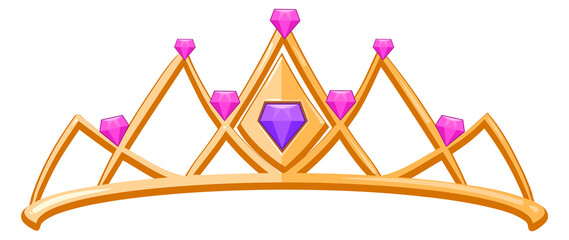 A gold and pink tiara with a diamond in the center © MicroOne