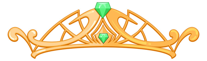 A gold and green crown with a green gem on it © MicroOne