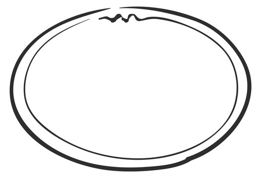 A white oval with a black border