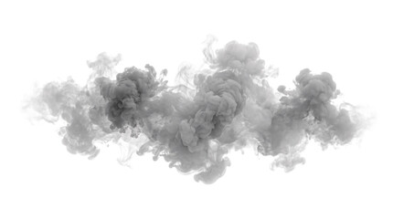 Fototapeta premium Large, dense, gray smoke or cloud plume on isolated on transparent background