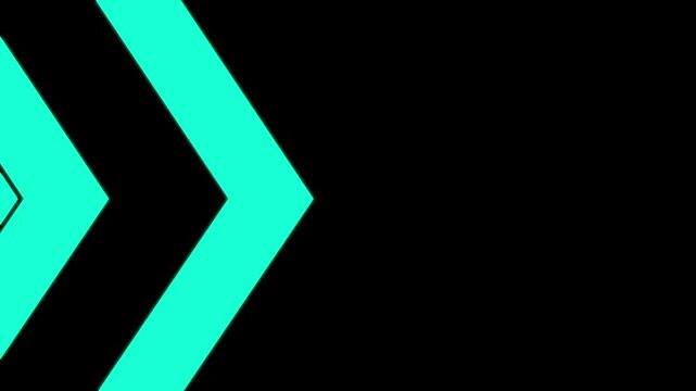 Neon cyan arrow pattern motion background, seamless loop of moving geometric chevrons for digital and abstract visual effects