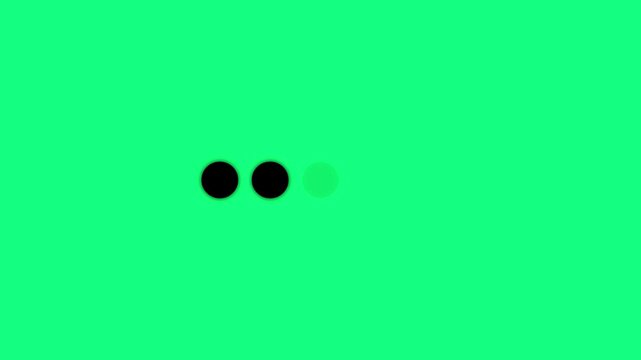 Minimalist loading animation with black dots on green screen for chroma key compositing buffering progress