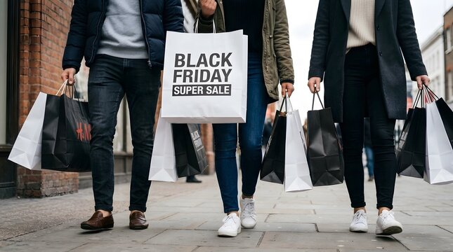 Excited shoppers rush into stores on black friday eager to snag incredible deals and discounts on desired products and gifts