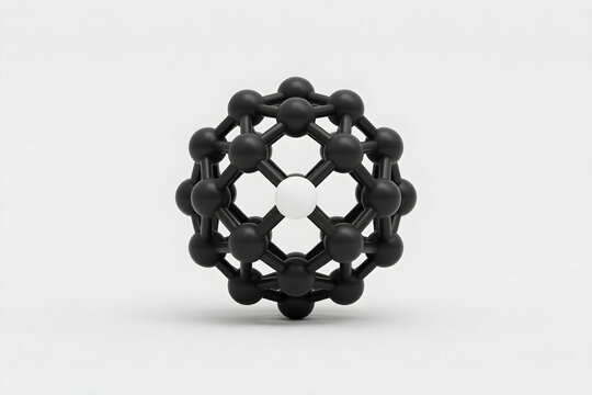 3d sphere made of connected nodes in dark charcoal with bright accent