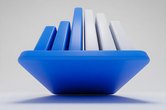 3d histogram columns of varying heights on a base plate