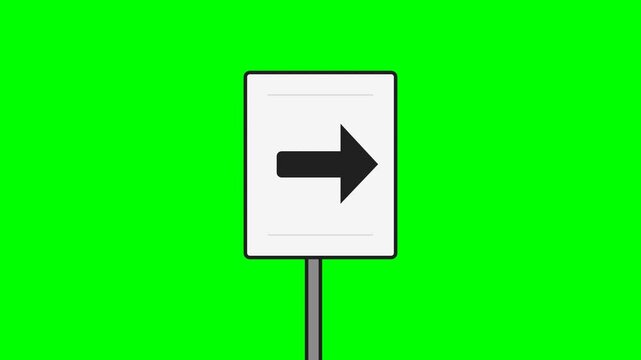 Animated One Way Sign on Green Screen Video Background