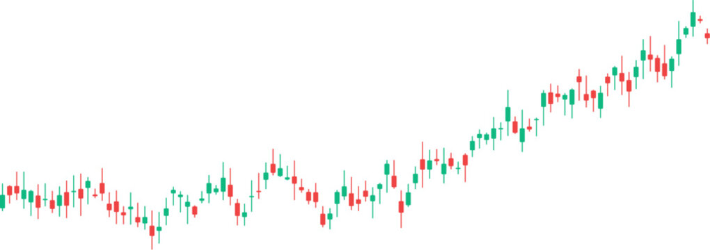 Stock market graph with red and green candlesticks for financial data analysis and trading.