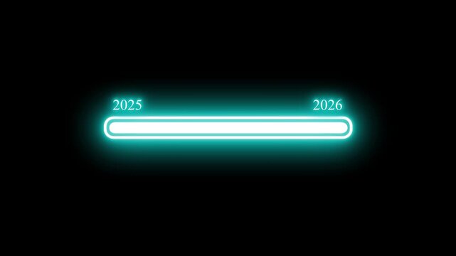 2025 to 2026 Animated Neon Loading Indicator with Bright Electric Glow and Seamless Loop