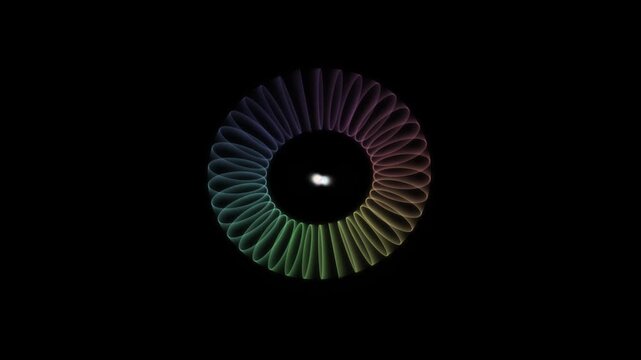 Iridescent glass mobius torus rotating in a seamless loop for modern