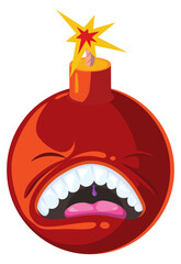 Crying bomb comic character. Sad boom mascot © MicroOne