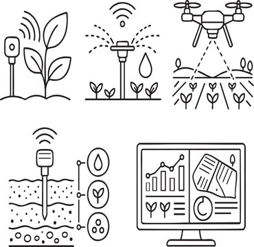 Smart Agriculture and Precision Farming Icon Set