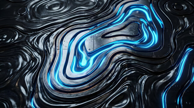 Abstract futuristic topography surface with glowing blue neon light lines topography abstract futuristic landscape technology visualization elevation creative