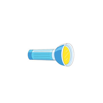 Blue Pocket Flashlight Electric Torch Light Vector Illustration PNG Isolated on Transparent Background