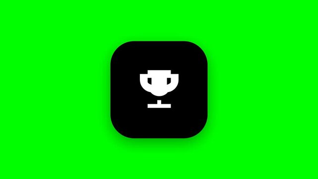 Six trophy icons on green screen background