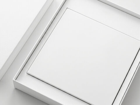 Blank White Book in Presentation Box Close Up Mockup for Packaging Design