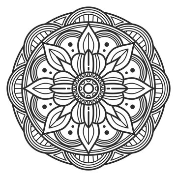 Zen medallion. Spiritual yoga round line pattern