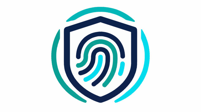 Modern Shield with Fingerprint Security Icon.