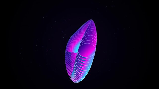 Abstract iridescent torus helix rotating in a seamless loop on a