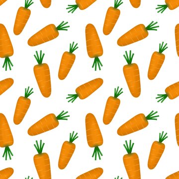 Carrot Seamless Pattern Background. Orange Carrot Repeating Design. Vegetable Pattern for Wallpaper and Textile