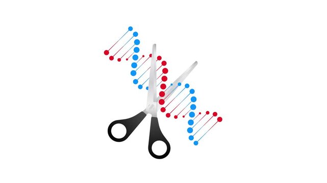 Scissors cutting a DNA strand animation