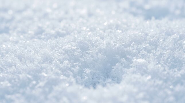 Fresh white snow texture surface close up during cold winter day with background daylight freezing mountain