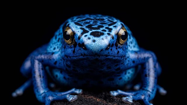 poison dart frog frontal close up isolated on black background video