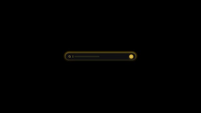 Minimalist Search Bar UI with Magnifying Glass and Blinking Cursor - Luxury Obsidian & Gold - Transparent 4K ProRes 4444