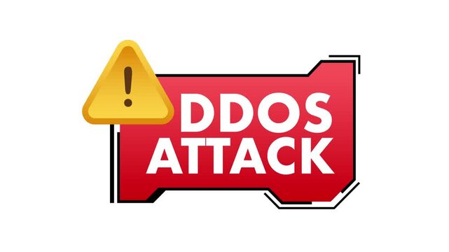 Animated ddos attack warning on screen