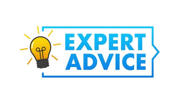 Expert advice banner with light bulb animated text