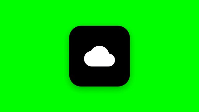 Cloud computing technology icons grid on green screen background