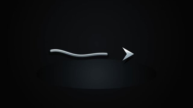 Abstract Silver Wave Line Morphing into Arrow on Dark Background, Animation Loop