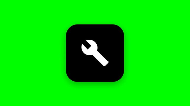 Wrench tool icon grid on bright green screen background