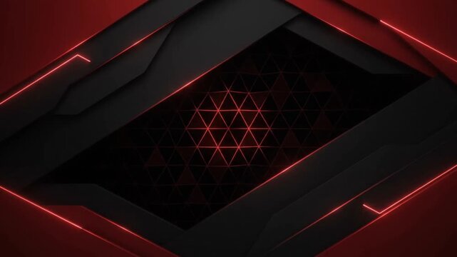 Abstract motion background with dark geometric shapes and glowing red