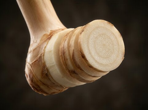 Fresh Galangal Root Slices Macro Close up