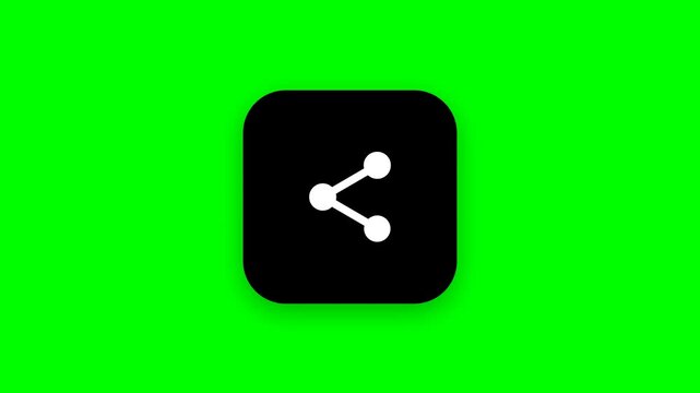 Social media share icons on green screen background