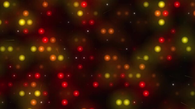 Dark abstract render with glowing red and yellow light bokeh