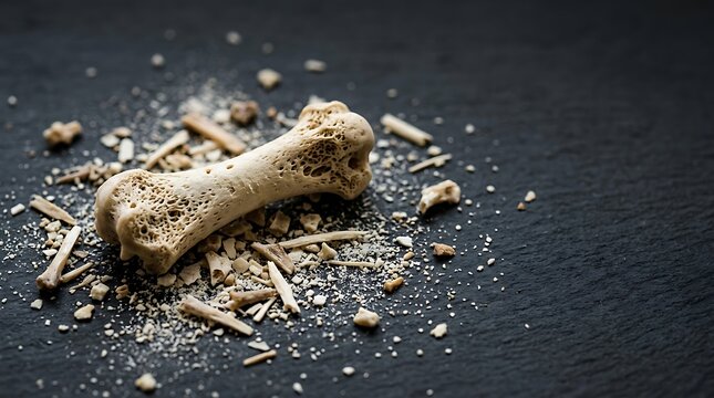 A close up view of a chicken bone calcium source displaying skeletal fragments and bone powder for nutrition