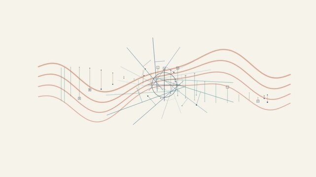 Abstract mathematical wave function diagram with geometric intersecting lines and data points line point science physics equation line point science physics equation