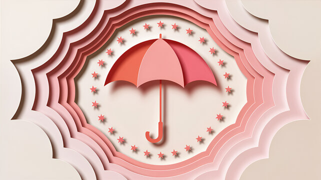 Pink umbrella protection layer with star pattern during soft light