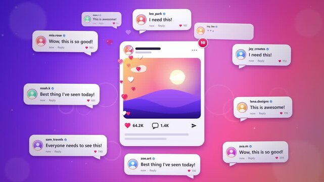 Viral Post Comment Bubbles Popping Up, Social Media Notifications