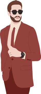 Illustration of a man in a groom suit wearing sunglasses